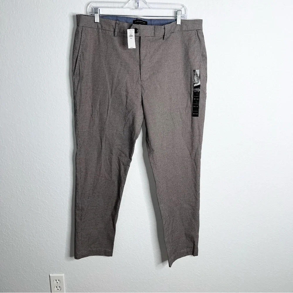 Banana Republic Pants Men 36 / 32 Slim Tapered Houndstooth Tan Black B28